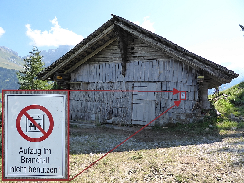 Aufzug im Brandfall nicht benutzen!